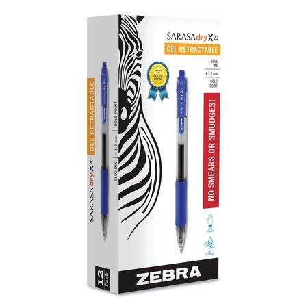 Zebra Pen Sarasa Gel Pen, Blue, Bold, PK12 46620